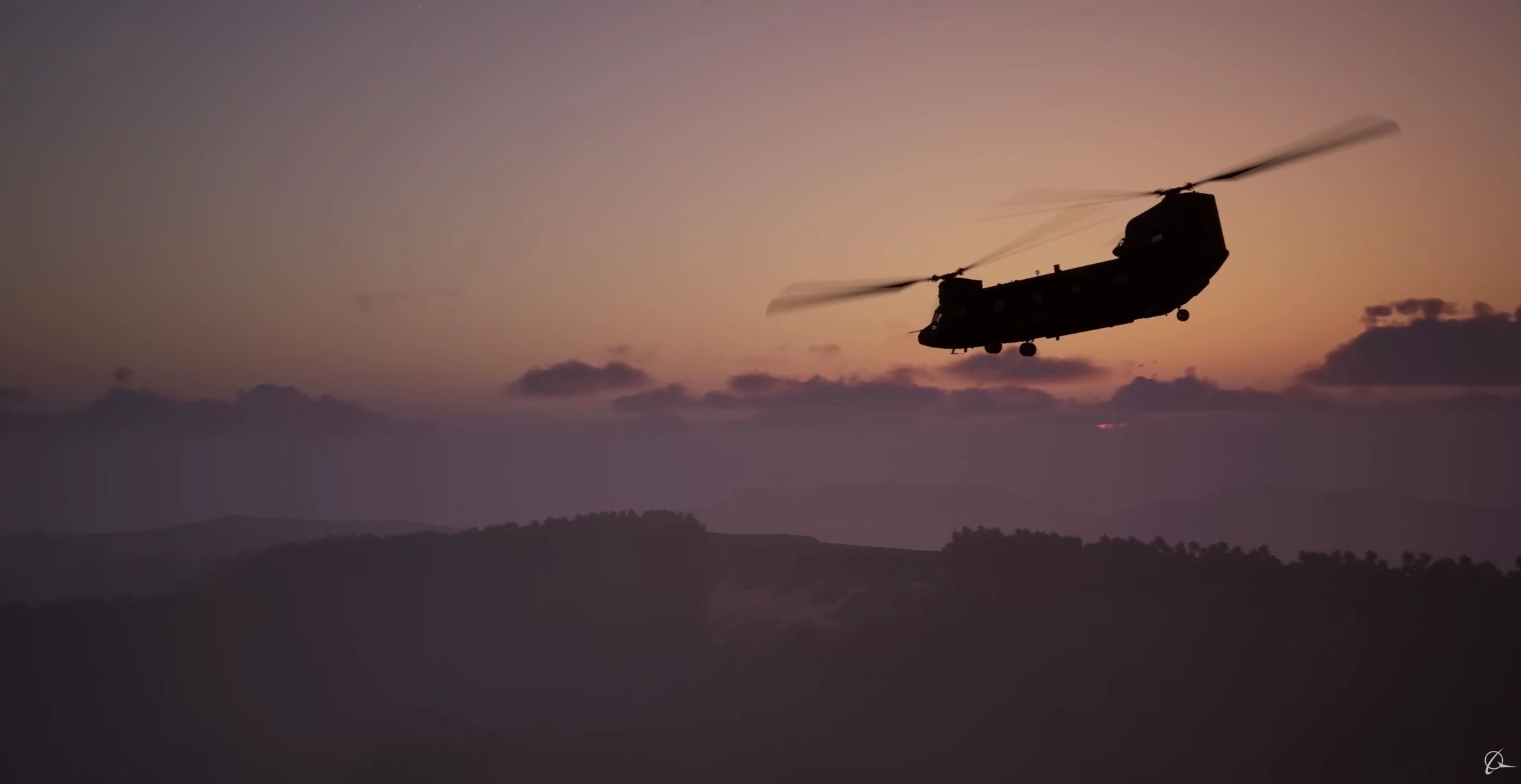 Chinook silhouette at sunset